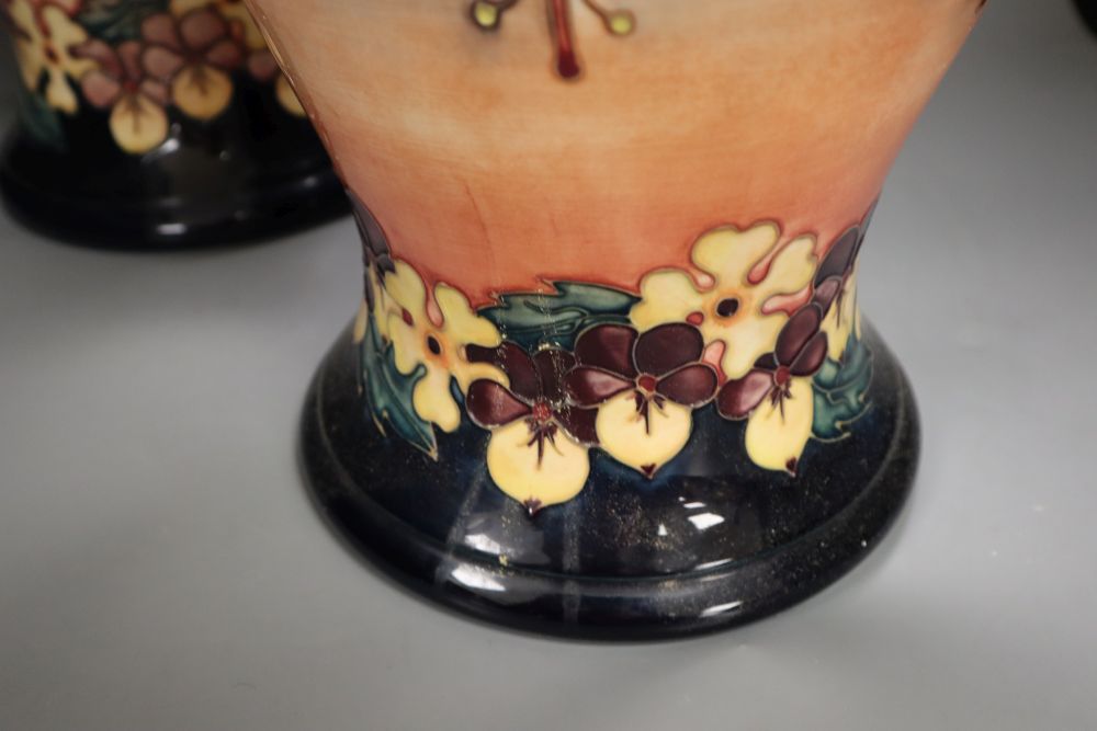 A pair of large Moorcroft Oberon pattern baluster vases, c.1995-7, 43cm high